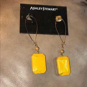 Ashley Stewart Bright Yellow Geometric Drop Earrings